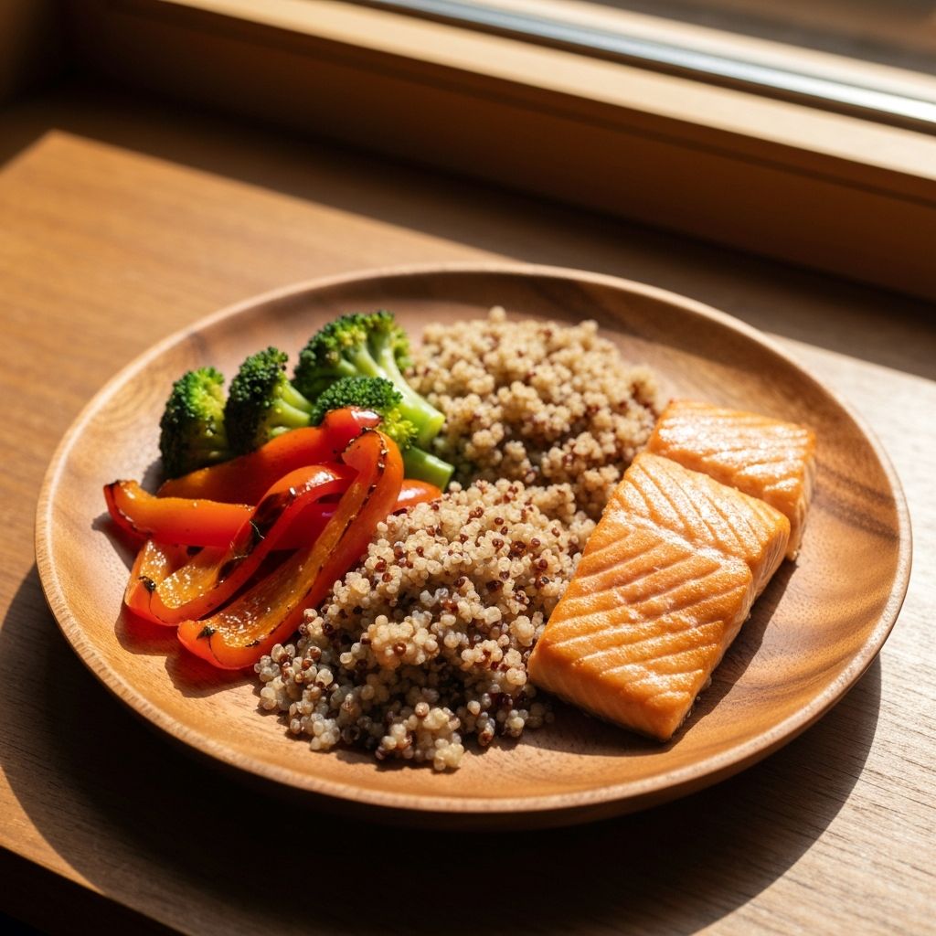 Makanan sehat yang seimbang di piring